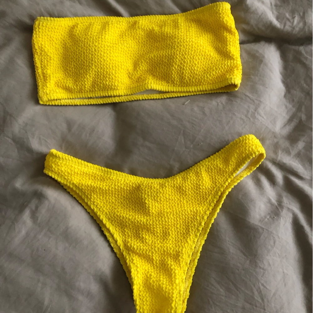 SHEIN Yellow Textured Bikini Set
